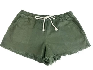 Aerie Size Women’s M Green Rope Drawstring Raw Cut-Off Pull-on Short-Shorts - Picture 1 of 4