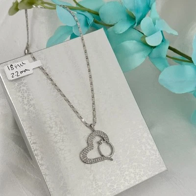 18K серебро золото покрытием женщин сердце кольцо ожерелье цепочка подвеска Oro ламинадо - Изображение 1 из 4