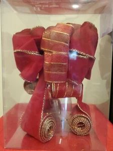 Home Accents Red with Shiny Gold Accents - Trim 11" Bow Christmas Tree Topper   - Picture 1 of 4