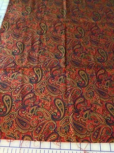 VTG Joan Kessler Red Cotton Fabric Paisley 34 x 42 Quilter Concord Gold Metallic - Picture 1 of 9