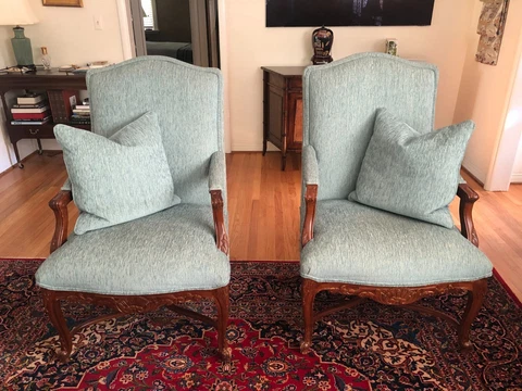 Pair of Blue Henredon Arm Chairs Cover
