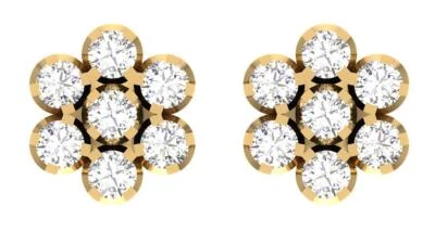 Fashion Studs Earrings Prong Set I1 G 0.35 Carat Round Diamond 14K Yellow Gold - Image 1 of 4