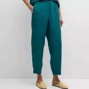 Eileen Fisher Lantern Pant Womens 2X Aegean Stretch Pull-On Ankle Cropped JDM438 - Picture 1 of 10
