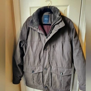 London Fog Men's 3 in 1 Coat L Removable Lining Faux Fur Collared Puffer Jacket - Picture 1 of 8