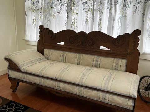 Antique fainting couch with bed Cover