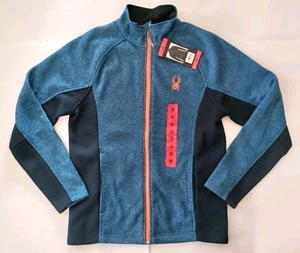 Spyder Jacket Men's Medium Blue Knit Fleece Full Zip Style 186402 NWT - Picture 1 of 16
