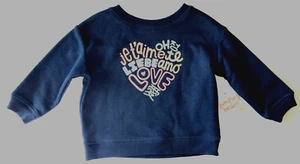 Baby Girl Soft Fleece Sweatshirt LS Crew Neck "Love" Cute Blue Jumping Beans NWT - Picture 1 of 3