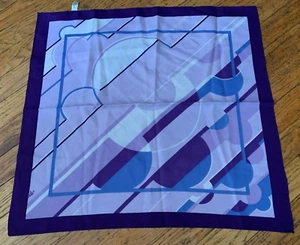 Vintage Mr. Emperor Purple / Blue / White Headscarf - 21.5 x 23 in - Italy Poly - Picture 1 of 6