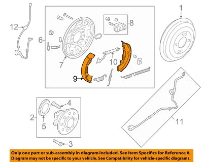Componentes de freno de suspensión trasera acento HYUNDAI OEM 13-17 - Zapatas de freno 583053XA00 Foto 1 de 2