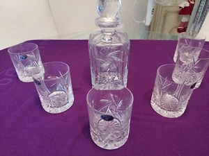 Bohemia Crystal Decanter & 6 Whiskey Tumbler. Stunning Set. - Picture 1 of 16
