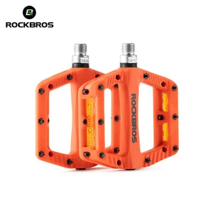 ROCKBROS Bicycle Flat Pedals Studded Platform Nylon 9/16 Track Mountain Bike - Picture 1 of 17