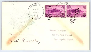 1938 Paris, Texas National Airmail Week Cover Cachet Vernon Pfluger CV174 - Picture 1 of 2