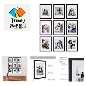 9 Piece Gallery Wall Frame Set, 11x14 in. matted to 8x10 in. Matte Black - Picture 1 of 7