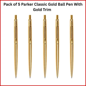 5X Parker Classic Gold Ball Pen With Gold Trim (Pack of 5) - Picture 1 of 7