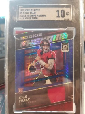 2021 Optic Football Kyle Trask Rookie Phenoms Patch RP-9 Blue Hyper SGC 10 - Image 1 of 2