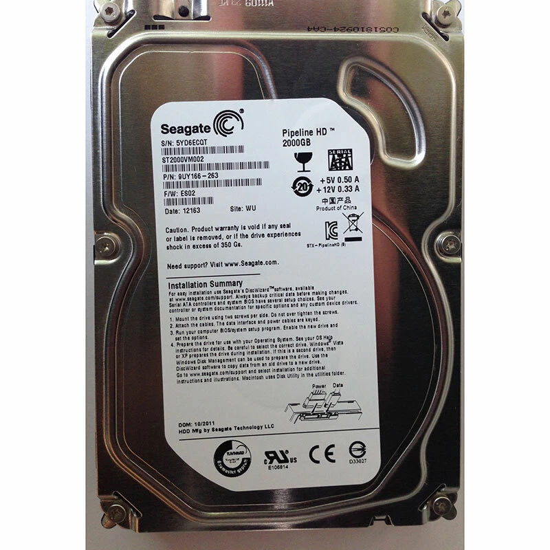9UY166-263 - Seagate 2TB 5900 RPM SATA 3.5" HDD - Image 1 of 1