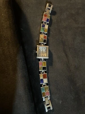 Reloj Aria OIT Plata Esterlina 925 Suroeste Multi Piedra Natural Incrustación Dama Foto 1 de 4