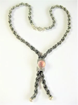 Collier Argento 925 Con Quarzo Rosa, 48 CM - Immagine 1 di 3