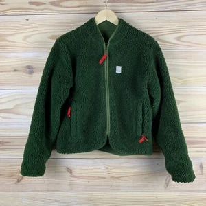 Chaqueta Sherpa Topo Designs Recortada Pila Alta Pequeña Reversible Verde Oscuro Exterior - Imagen 1 de 13