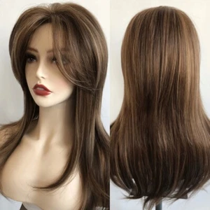 Women Wavy Wigs Golden Brown Elegant Layered Synthetic Natural Hair Daily Party - Picture 1 of 8