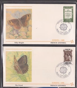ANDORRA (FR) 1985 FLEETWOOD 2 FIRST DAY COVERS EUROPA MUSIC + BUTTERFLY CACHET - Picture 1 of 2