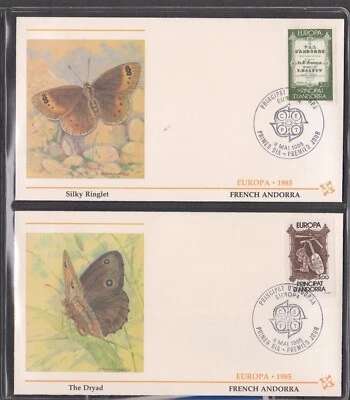 ANDORRA (FR) 1985 FLEETWOOD 2 FIRST DAY COVERS EUROPA MUSIC + BUTTERFLY CACHET - Image 1 of 2