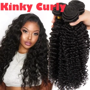 Fasci di capelli umani vergini malesi/brasiliani estensioni a onde kINkY CUCIRE RICCI - Foto 1 di 17