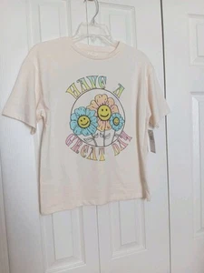 Jessica Simpson Girls T Shirt Cream Graphic Flowers Size 12 Large NWT $7 - Picture 1 of 4
