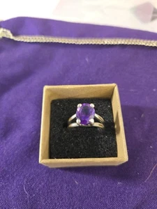 Elegant & Bold James Avery Oval Amethyst Gemstone Ring - Size 8 Sterling Silver - Picture 1 of 4