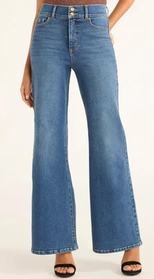 Sofia by Sofia Vergara Womens Margot Wide Leg High Rise Jeans Medium Wash Size 2 - Image 1 of 4