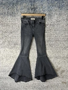Free People Jeans Womens 26 Gray Super Flare Bell Bottom Raw Hem Boho Festival - Picture 1 of 7