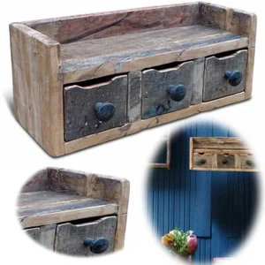 Vintage Wandregal 35cm 3 Schubladen ♻️ Holzregal Küchenregal Wandboard Bücher - Bild 1 von 3