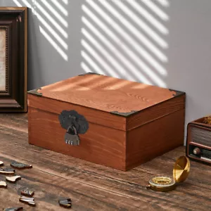 Vintage Wooden Storage Box Keepsake Memory Chest Lockable With Lid & Code Lock - Picture 1 of 14