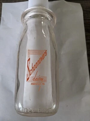 SCHOONOVER'S DAIRY KNOXVILLE PA 1 PINT MILK BOTTLE PREOWNED  FREE USA SHIPPING - Image 1 of 4