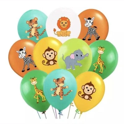 JUNGLE Globos x10 Decoraciones Fiesta Cumpleaños Globo Látex Niños Niñas León Foto 1 de 4