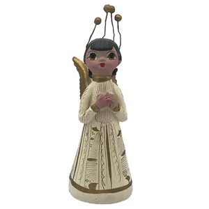 Vintage Folk Art Mexican Pottery Nativity Angel Cream And Gold Details EUC - Picture 1 of 9