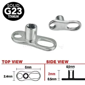 16G ASTM F136 G23 Titanio 2 Fori con Base di Ancoraggio Dermale Rise 2mm - Foto 1 di 1