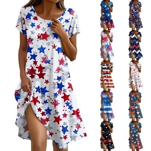 Rundhalsausschnitt Kleidung Für Frauen Polyester Prints Kleider Mit Kurzen Armen - Bild 1 von 36