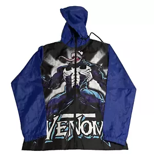 Marvel Spiderman Venom Graphic Hooded Full Zip Windbreak Light Jacket Men SMALL - Picture 1 of 11