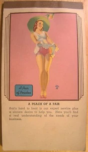 Vintage Original Earl Moran Pair of Peaches Pin Up Calendar Note Pad 1941 Skirt  - Picture 1 of 7