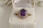Vintage Jewelry 14K Yellow Gold Over Antique Deco Engagement Ring 2Ct Amethyst