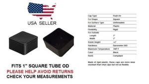 1 INCH RIGID SQUARE TUBING EXTERIOR END CAP 1" QUANTITY 8 - Picture 1 of 1