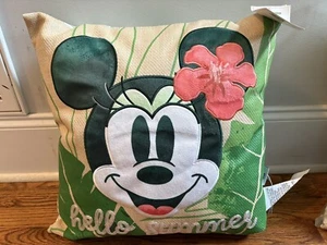 Set Of 2 Disney Minnie Mouse Tiki Room Hello Summer Indoor Outdoor Pillows - Picture 1 of 3