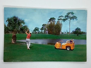 Postcard Beach Club Hotel Golf Course Orange Cart Naples Florida FL H351 - Picture 1 of 2