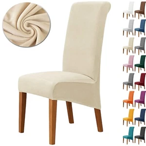 Plush Velvet XL Size Dining Chair Covers Slipcover Washable Soft Chair Protector - Picture 1 of 17