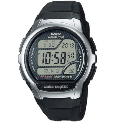 Casio Men Digital Wave Ceptor World Time Quartz Watch BLACK Resin Strap WW58R-1A - image 1 of 4