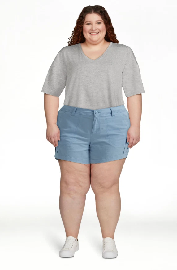 Women's LEE Mid-Rise 5" Comfort Stretch Waist Cargo Shorts Plus Size 22 M-
