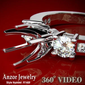 .55ct diamond semi mount engagement ring 14k white gold  - Picture 1 of 4