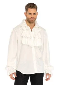 Camisa de Disfraz Pirata/Victoriana Gótica Para Hombre con Volantes Suave Blanca Polietileno - Imagen 1 de 1