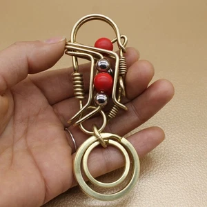 Handmade Brass Small Bird Keychains Pant Clip Hook Bag Hook Car EDC Keychains - Picture 1 of 6